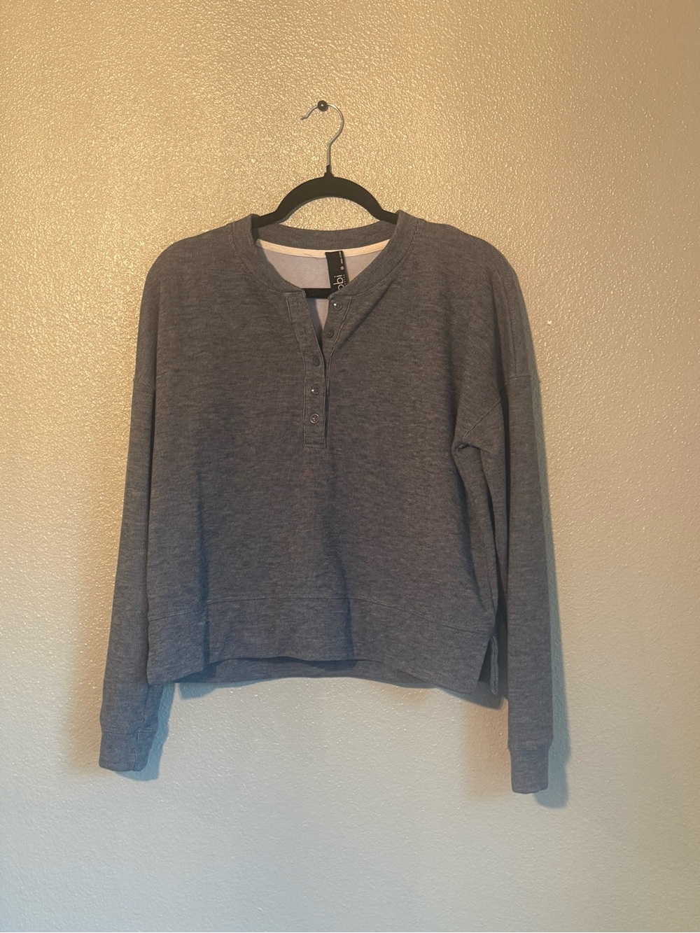 bobi Heather Gray Snap Henley Sweatshirt